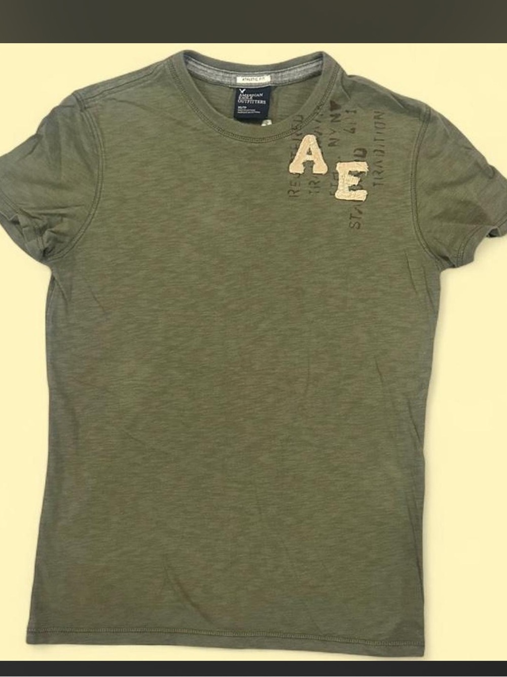American Eagle Outfitters Olive Green Short Sleeve Logo Tee